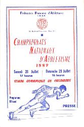 PROGRAMME OFFICIEL CHAMPIONNATS NATIONAUX ATHLÉTISME 1962