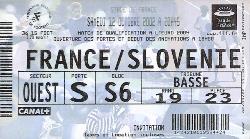 Billet France vs Slovénie du 12 octobre 2002