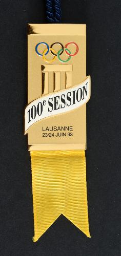 BADGE DE LA 100ÈME SESSION DU CIO LAUSANNE 1993