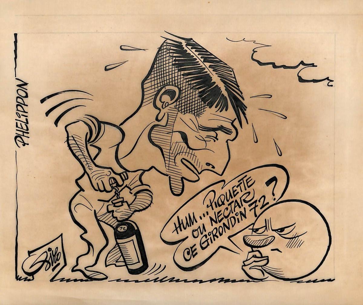 CARICATURE ORIGINALE DE PIERRE PHELIPON (GIRONDINS DE BORDEAUX)