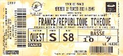 Billet entier France vs République Tchèque du 12 février 2003