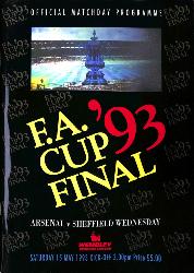 PROGRAMME OFFICIEL FINALE FA CUP ARSENAL FC VS SHEFFIELD WEDNESDAY DU 15 MAI 1993