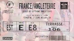 Billet France vs Angleterre du 2 septembre 2000