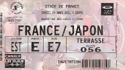 Billet France vs Japon du 24 mars 2001
