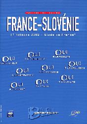 PROGRAMME OFFICIEL DU MATCH FRANCE VS SLOVÉNIE DU 12 OCTOBRE 2002