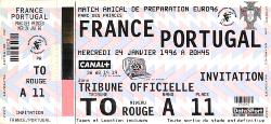 Billet entier France vs Portugal du 24 janvier 1996