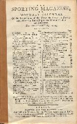 LIVRE « THE SPORTING MAGAZINE OR MONTHLY CALENDAR » FOR OCTOBER, 1793