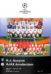 PROGRAMME OFFICIEL CHAMPIONS LEAGUE A.J. AUXERRE VS AJAX AMSTERDAM DU 11 SEPTEMBRE 1996