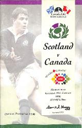 Programme officiel du match Écosse vs Canada du 21 janvier 1995