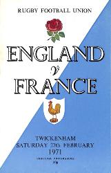 Programme officiel du match Angleterre vs France du 27 février 1971