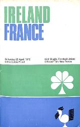 PROGRAMME OFFICIEL DU MATCH IRLANDE VS FRANCE DU 29 AVRIL 1972