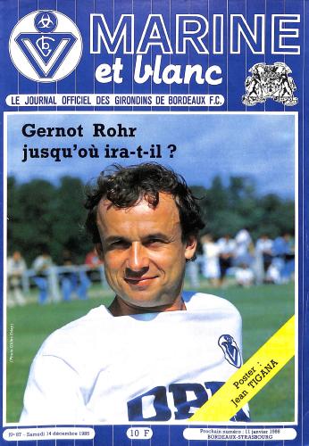 Journal officiel des Girondins de Bordeaux F.C. N°87 du 14 décembre 1985