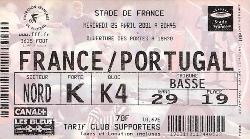 Billet France vs Portugal du 25 avril 2001