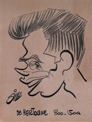 Caricature originale d'André DE HERTOGHE (BEL) Athlétisme