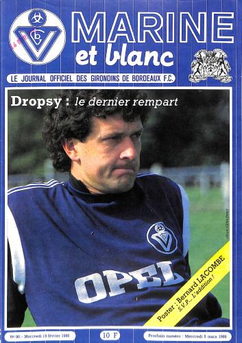 Journal officiel des Girondins de Bordeaux F.C. N°90 du 19 février 1986