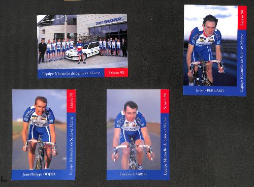 ENSEMBLE DE 12 CARTES PHOTO AVEC 11 COUREURS DIFFÉRENTS DE L'ÉQUIPE MUTUELLE DE SEINE ET MARNE 1998