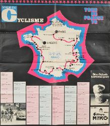 CARTE OFFICIELLE DU TOUR DE FRANCE 1972 SUPPLÉMENT D'UNE REVUE