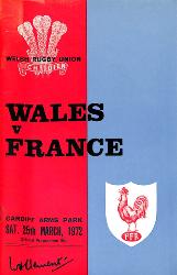 PROGRAMME OFFICIEL DU MATCH PAYS DE GALLES VS FRANCE DU 25 MARS 1972