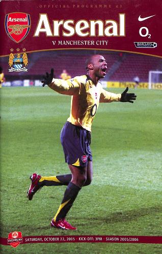 PROGRAMME OFFICIEL DU MATCH ARSENAL VS MANCHESTER CITY DU 22 OCTOBRE 2005