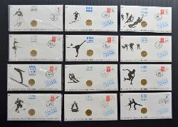 CLASSEUR ENVELOPPES TIMBRES MEDAILLES 1ER JOUR ALBERTVILLE 1992