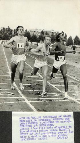 PHOTO ORIGINALE DE PRESSE D'ATHLÉTISME DE RUEELI, POLET ET ISSA DU 3 JUIN 1963