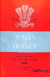 Programme officiel du match Pays de Galles vs France du 29 mars 1958