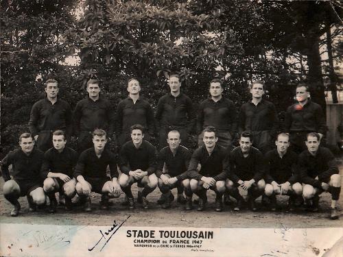 PHOTO ORIGINALE DE PRESSE AUTOGRAPHIÉES DE L'ÉQUIPE DU STADE TOULOUSAIN