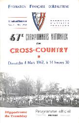 PROGRAMME OFFICIEL 67E CHAMPIONNATS NATIONAUX DE CROSS-COUNTRY 1962