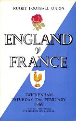 PROGRAMME OFFICIEL DU MATCH ANGLETERRE VS FRANCE DU 22 FÉVRIER 1969