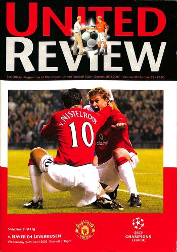 PROGRAMME OFFICIEL DU MATCH MANCHESTER UNITED VS BAYER LEVERKUSEN DU 24 AVRIL 2002