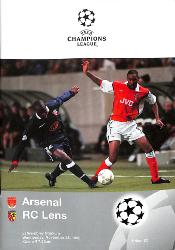 PROGRAMME OFFICIEL CHAMPIONS LEAGUE ARSENAL VS RC LENS DU 25 NOVEMBRE 1998