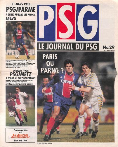 Le journal du PSG N°29 du 17 mars 1996