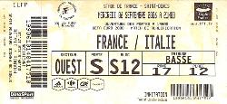 BILLET ENTIER FRANCE VS ITALIE DU 6 SEPTEMBRE 2006