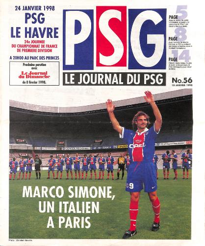 Le journal du PSG N°56 du 18 janvier 1998