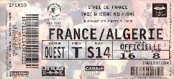 Billet entier France vs Algérie du 6 octobre 2001