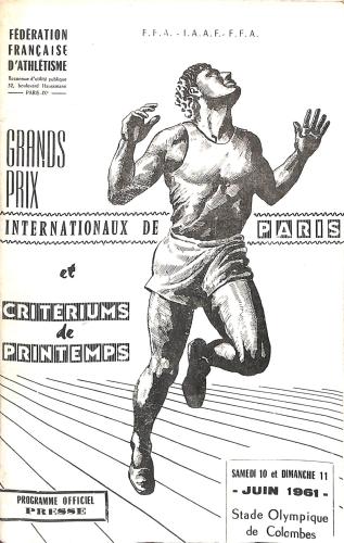 PROGRAMME OFFICIEL GRANDS PRIX INTERNATIONAUX DE PARIS ATHLÉTISME 1961
