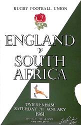 PROGRAMME OFFICIEL DU MATCH ANGLETERRE VS AFRIQUE DU SUD DU 7 JANVIER 1961