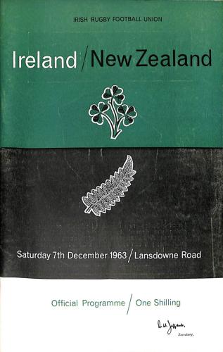 PROGRAMME OFFICIEL DU MATCH IRLANDE VS NOUVELLE-ZÉLANDE DU 7 DÉCEMBRE 1963
