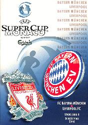 PROGRAMME OFFICIEL DU MATCH BAYERN MUNICH VS LIVERPOOL DU 24 AOÛT 2001