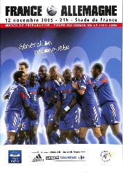 PROGRAMME OFFICIEL DU MATCH FRANCE VS ALLEMAGNE DU 12 NOVEMBRE 2005