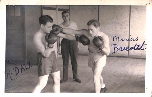 Carte photo du combat entre R.Daix et Marius Bipicout (?).