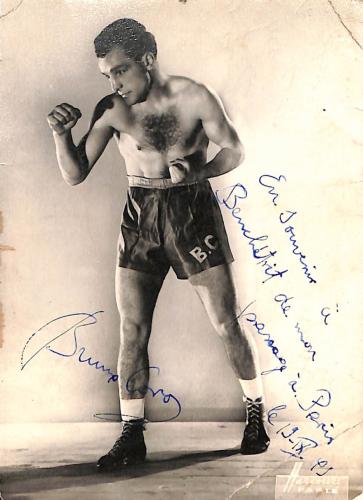 Carte photo dédicacée par Bruno (?).