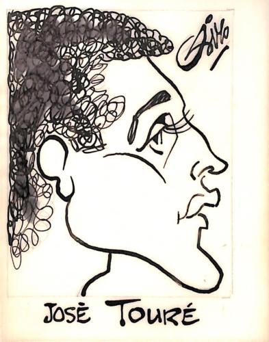 CARICATURE ORIGINALE DE JOSÉ TOURÉ (FC NANTES, AS MONACO, GIRONDINS DE BORDEAUX)