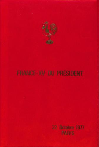 Programme officiel VIP du match France vs XV du Président du 22 octobre 1977