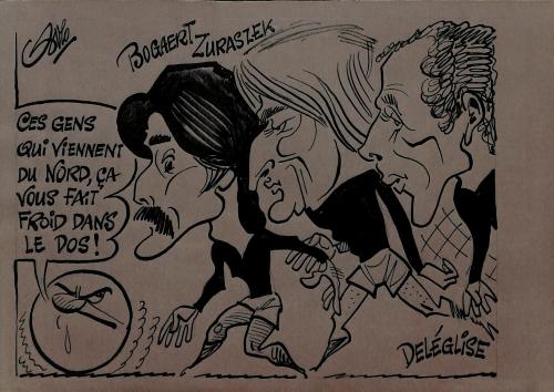 CARICATURE ORIGINALE DE BOGAERT, JURASZEK ET DELÉGLISE (HAZEBROUCK)