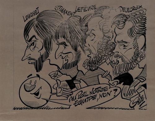 CARICATURE ORIGINALE DE LOUCHET, ST-MAXENT, LEFÈVRE ET DELECROIX (AMIENS)