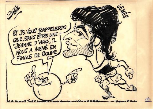 CARICATURE ORIGINALE DE JACKY LEMÉE (STADE FRANÇAIS, FC METZ, SCO ANGERS)