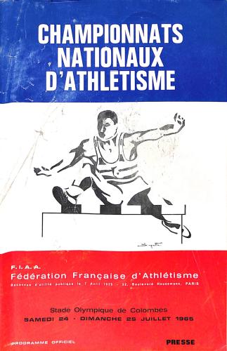 PROGRAMME OFFICIEL CHAMPIONNATS NATIONAUX ATHLÉTISME 1965