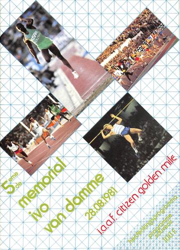 PROGRAMME OFFICIEL 5E MÉMORIAL IVO VAN DAMME ATHLÉTISME 1981