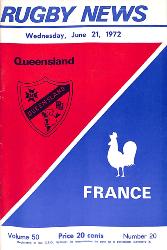 PROGRAMME OFFICIEL DU MATCH QUEENSLAND VS FRANCE DU 21 JUIN 1972